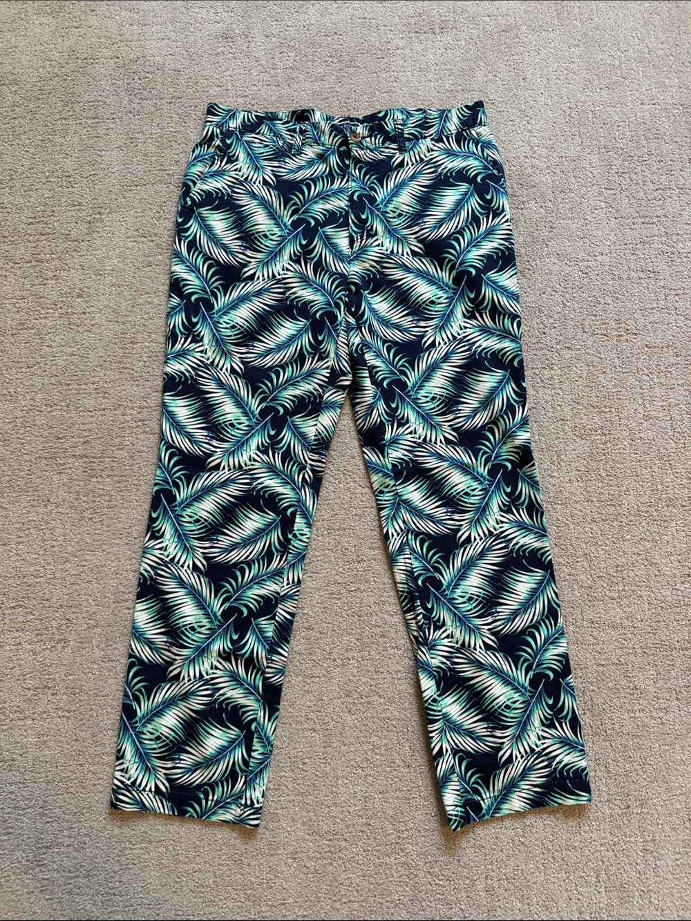 Club Room Navy Tropical Leaf Resortwear Chinos - 34 x 32